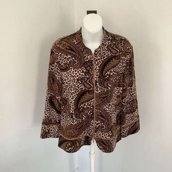 Joseph Ribkoff Paisley/Leopard 2-Way Zip Jacket Sz. 16 - Picture 12 of 12